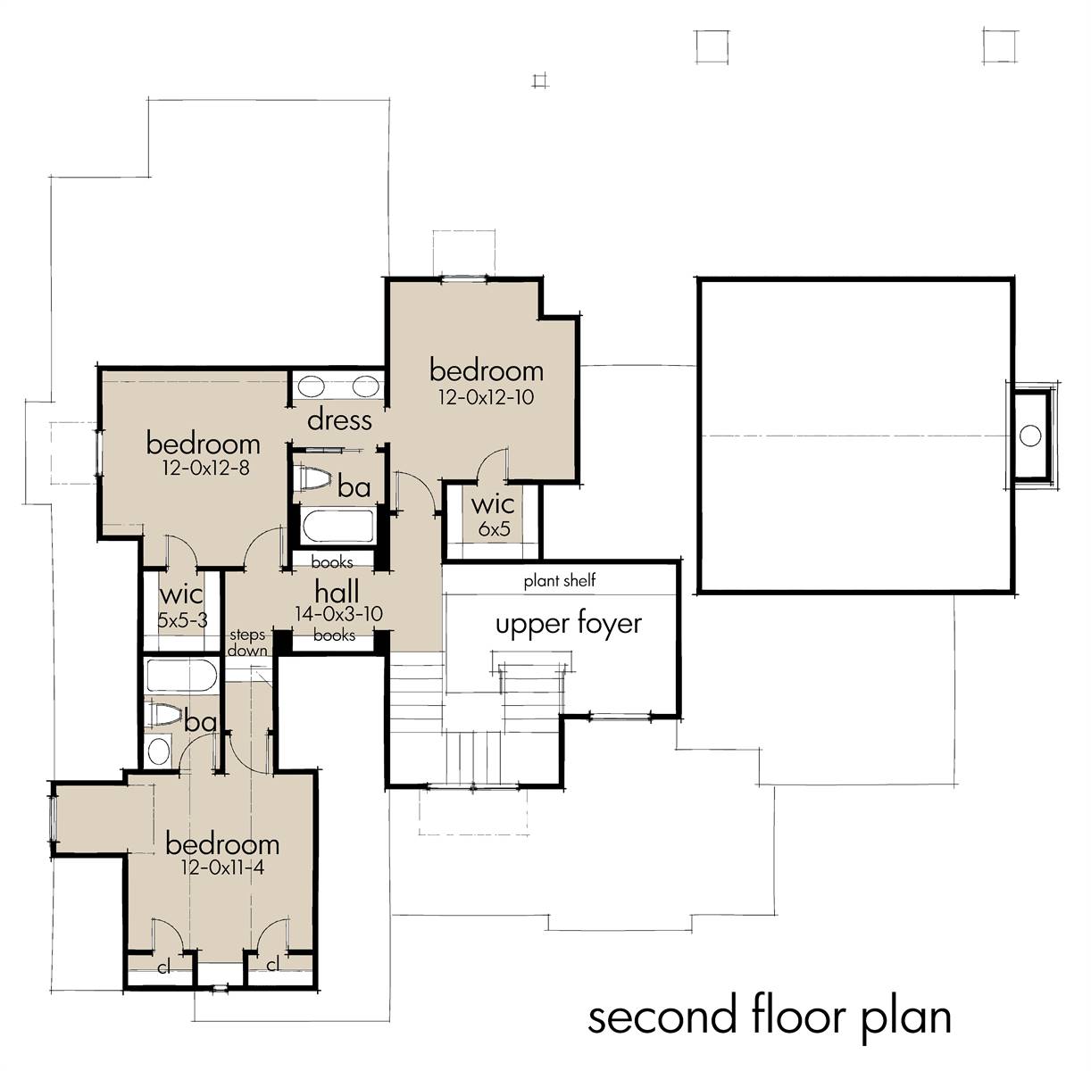 Second Floor Plan image of Rolling Wood Hills House Plan