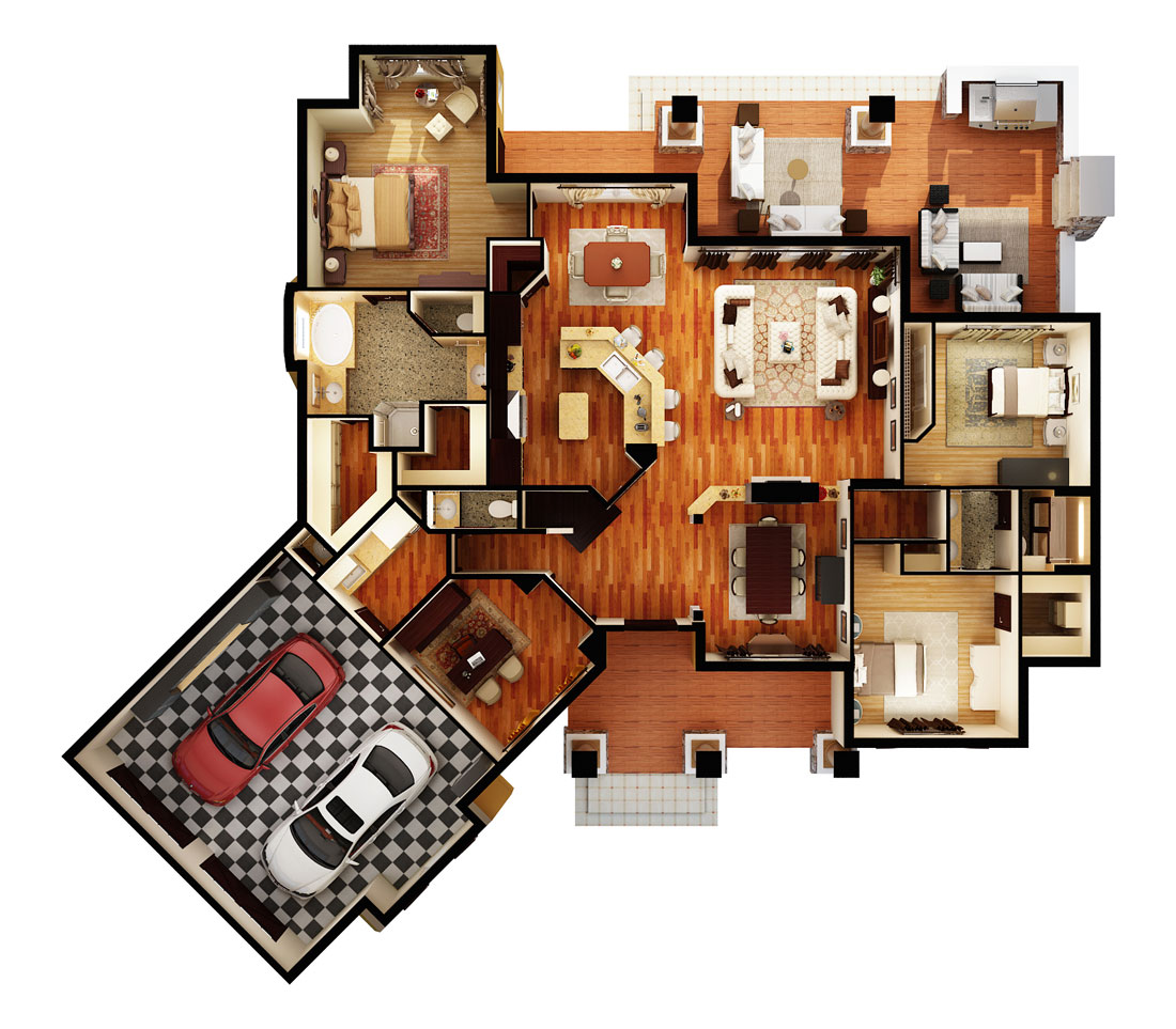 First Floor Plan (3d) image of L'Attesa di Vita House Plan