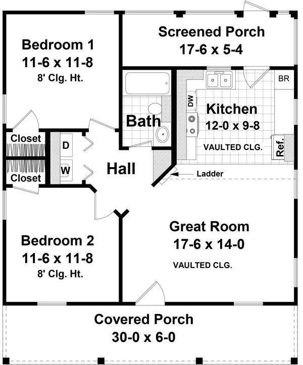 1st Level Floorplan image of The Perfect Cabin House Plan