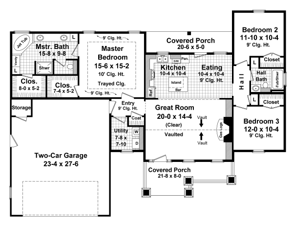1st Level Floorplan image of The Hickory Hollow House Plan