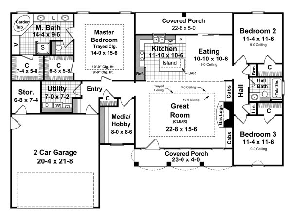 1st Level Floorplan image of The Castle Rock House Plan