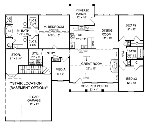 Basement Floorplan image of Mockingbird Hill House Plan