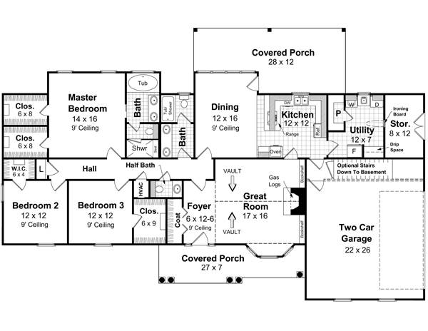 1st Level Floorplan image of The Jamestown House Plan