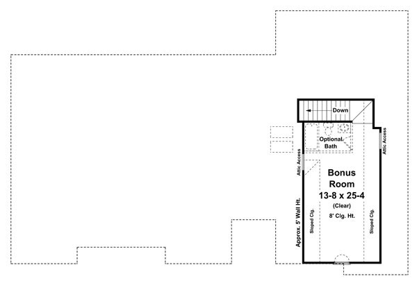 Bonus Room Floorplan image of The Ridgeland Heights House Plan