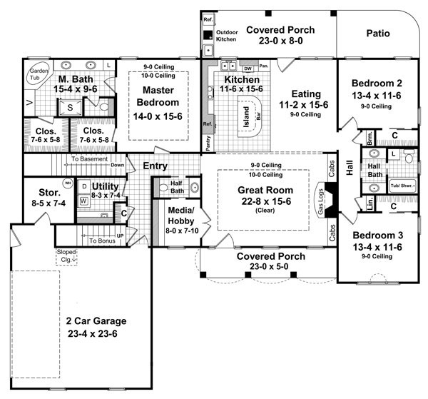 1st Level Floorplan image of The Longwood Cove House Plan
