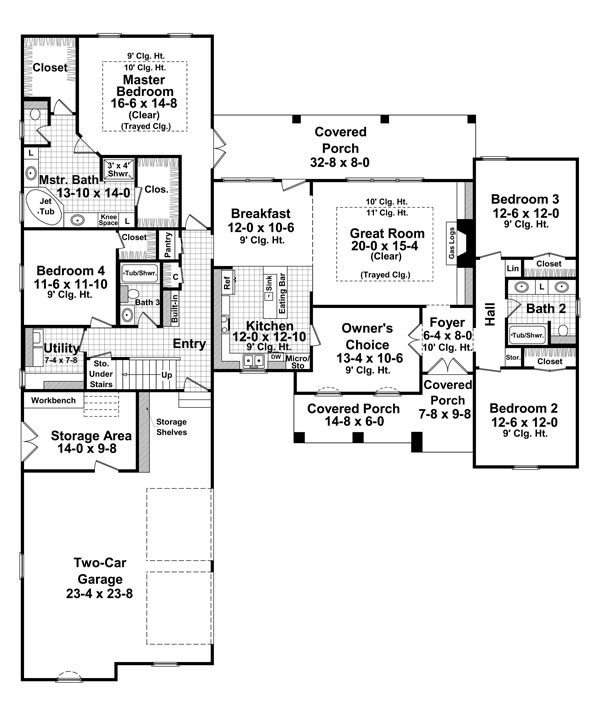 1st Level Floorplan image of Jacob's Landing House Plan