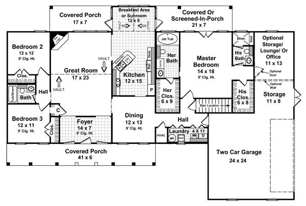 1st Level Floorplan image of The Western Comfort House Plan