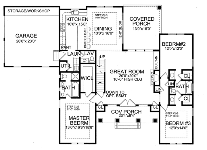 First Floor Plan image of LIBERTY HILL House Plan