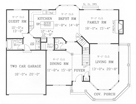 First Floor Plan image of GETTYSBURG II House Plan