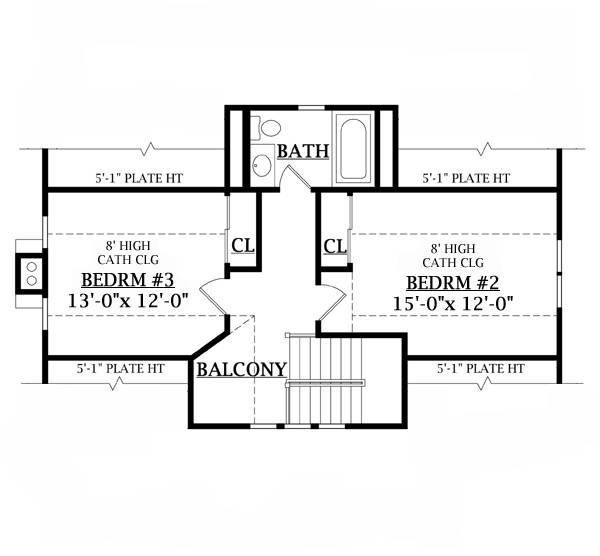 Second Floor Plan image of CRAFTSMAN COTTAGE House Plan