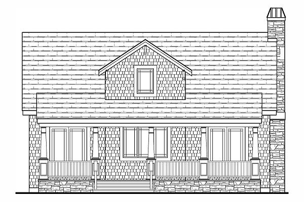 Rear Rendering image of CRAFTSMAN COTTAGE House Plan