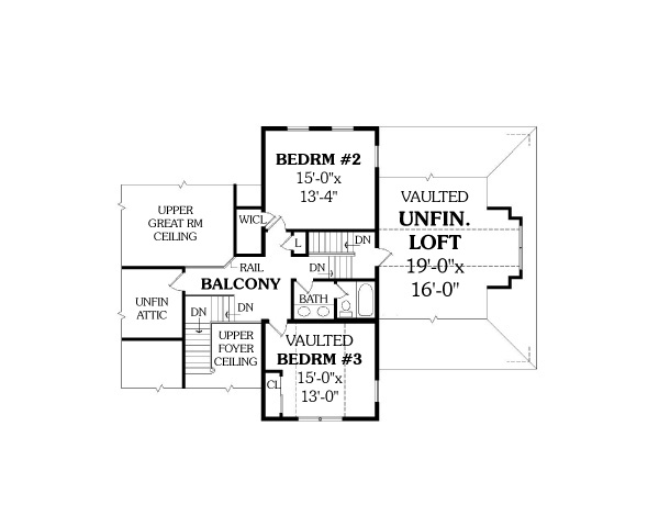 Second Floor Plan image of WYNWOOD I House Plan