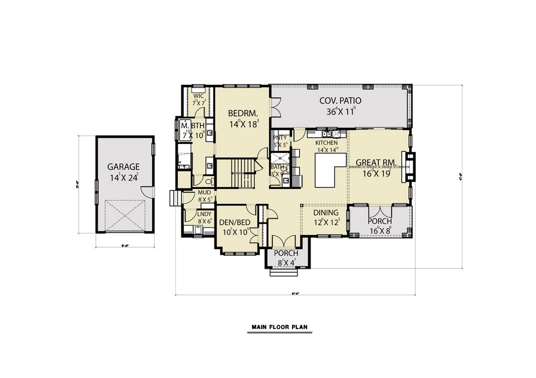 Main Floor - Detached Garage image of Roxbury Cottage House Plan