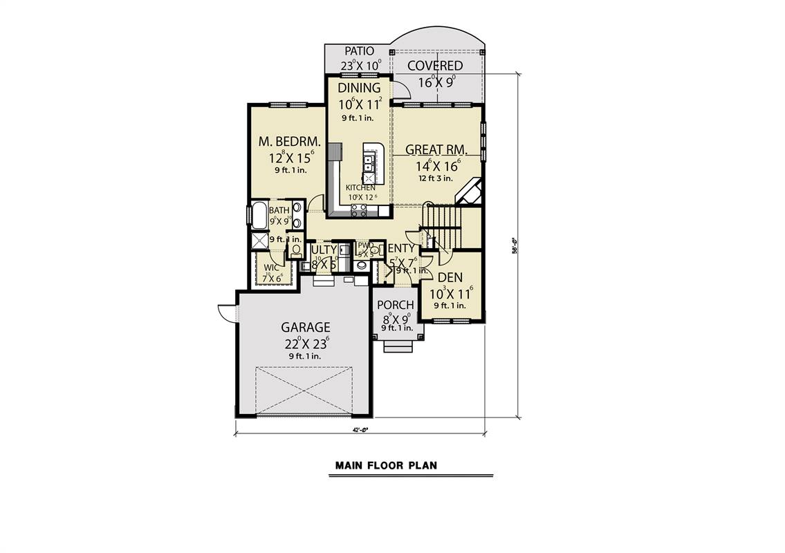 1st Floor image of Craftsman 305 House Plan
