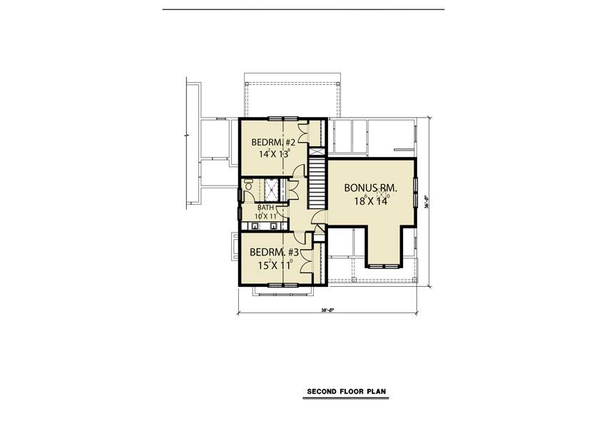 2nd Floor image of Cont. Farmhouse 805 House Plan