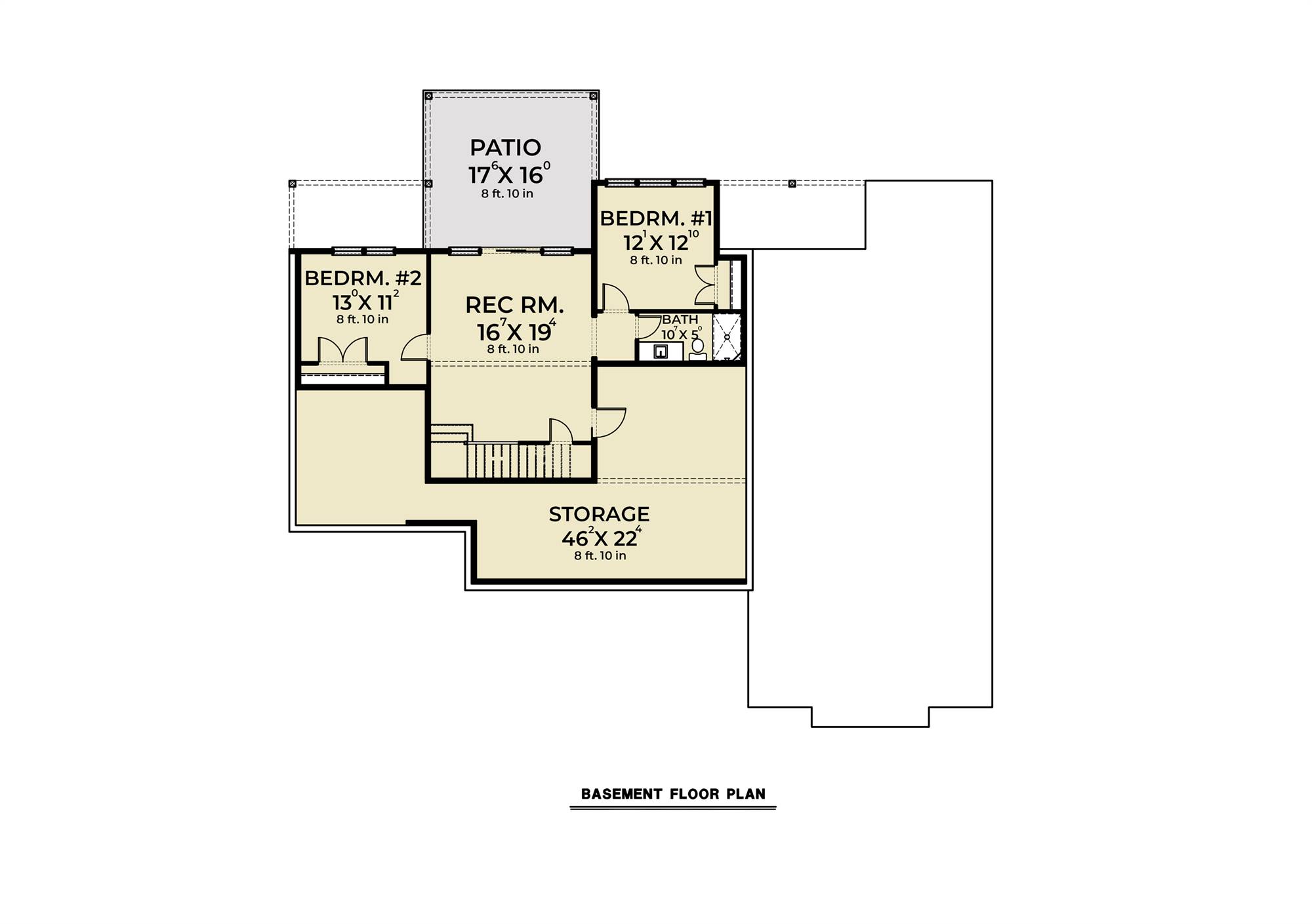 Basement Plan image of Cont. Farmhouse 848 House Plan