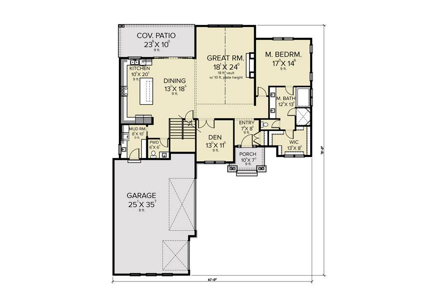 1st Floor image of 18-073 Cont. Farmhouse 804 House Plan