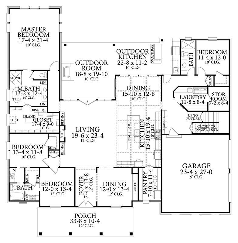 Main Floor Plan image of French Quarter House Plan