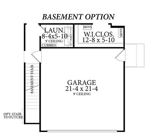 Basement Stair Location image of Cloverwood House Plan