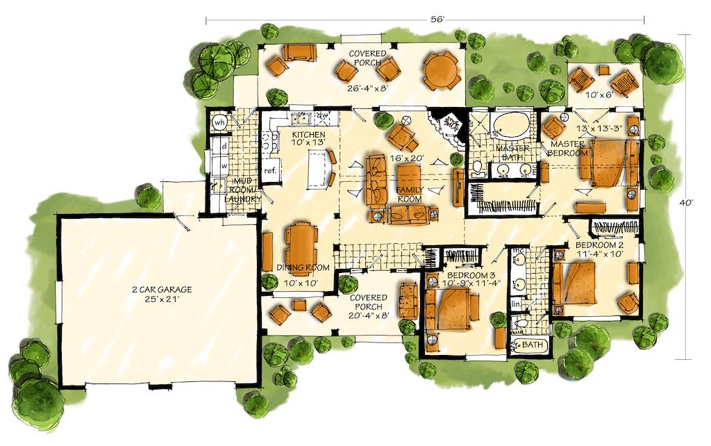 1st Floor image of The Cherokee II House Plan
