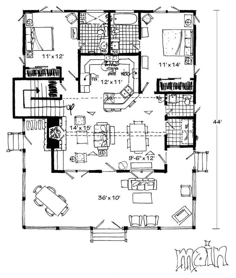 1st Floor Plan image of Bunkhouse II House Plan