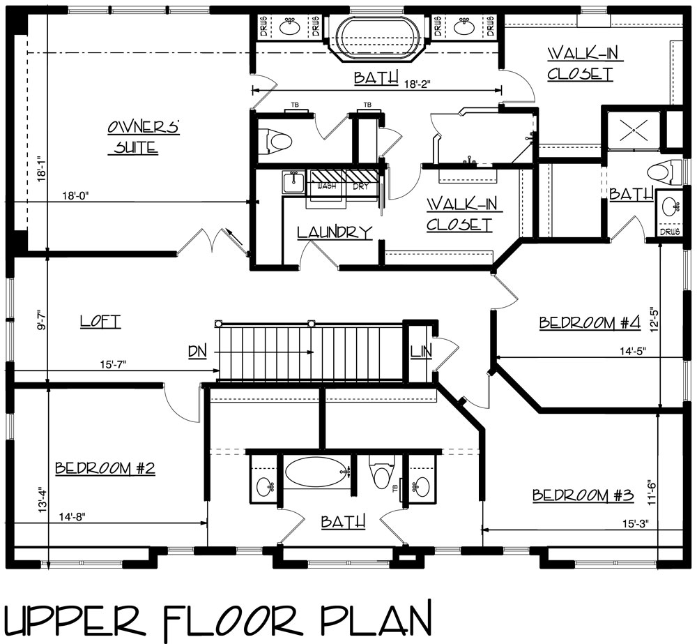 2nd Floor Plan image of 3-Story Craftsman with Sport Court House Plan