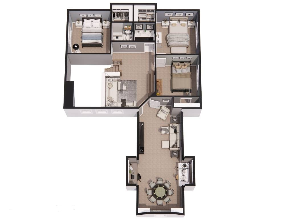 3D Second Floor Plan image of Ellsworth House Plan