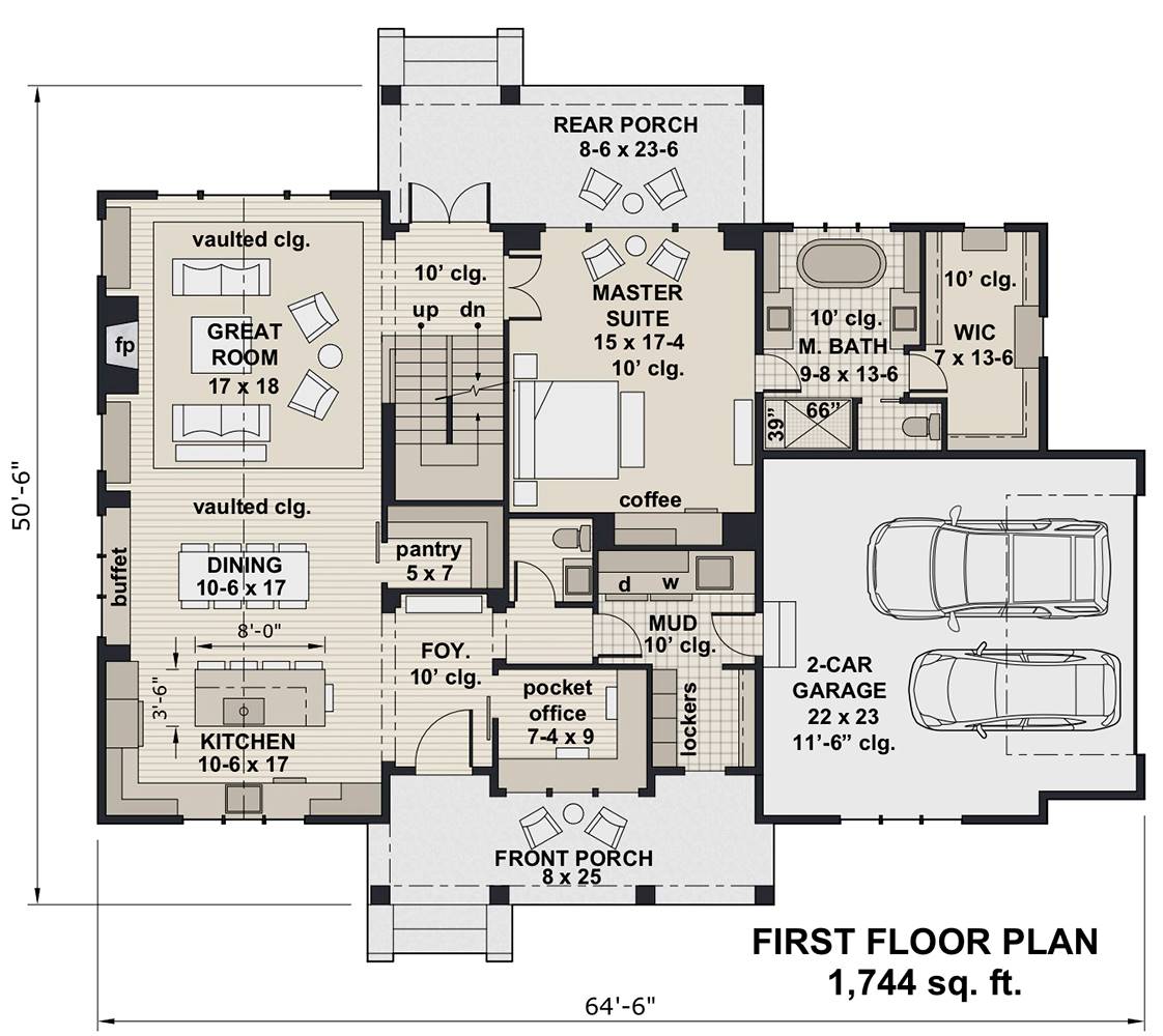 1st Floor Plan image of Hidden Brook House Plan