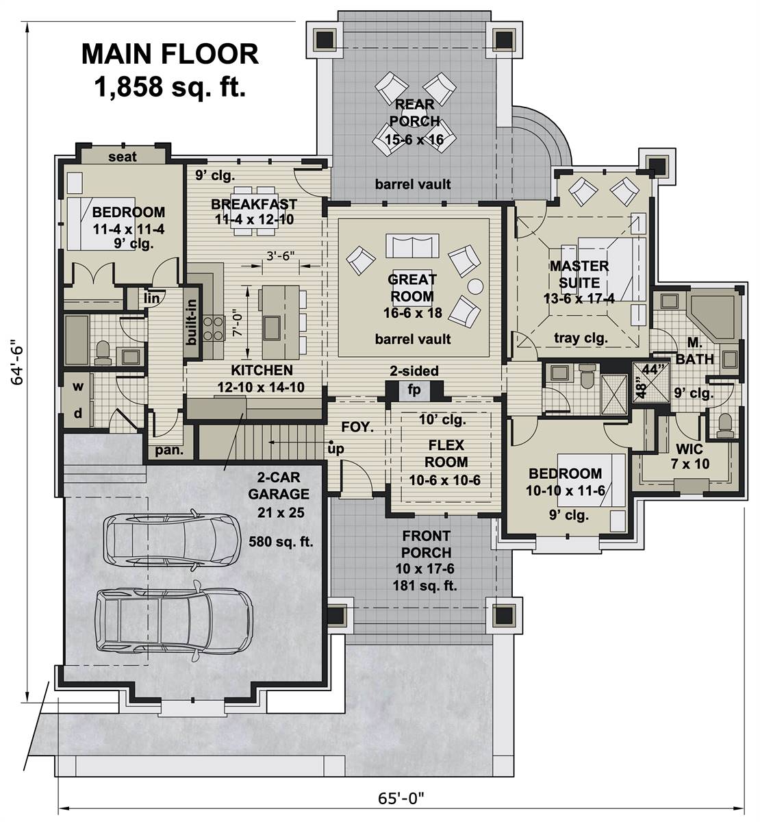 1st Floor image of Huntington House Plan