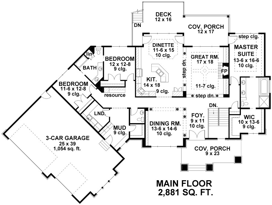 1st Floor Plan image of Riverside House Plan