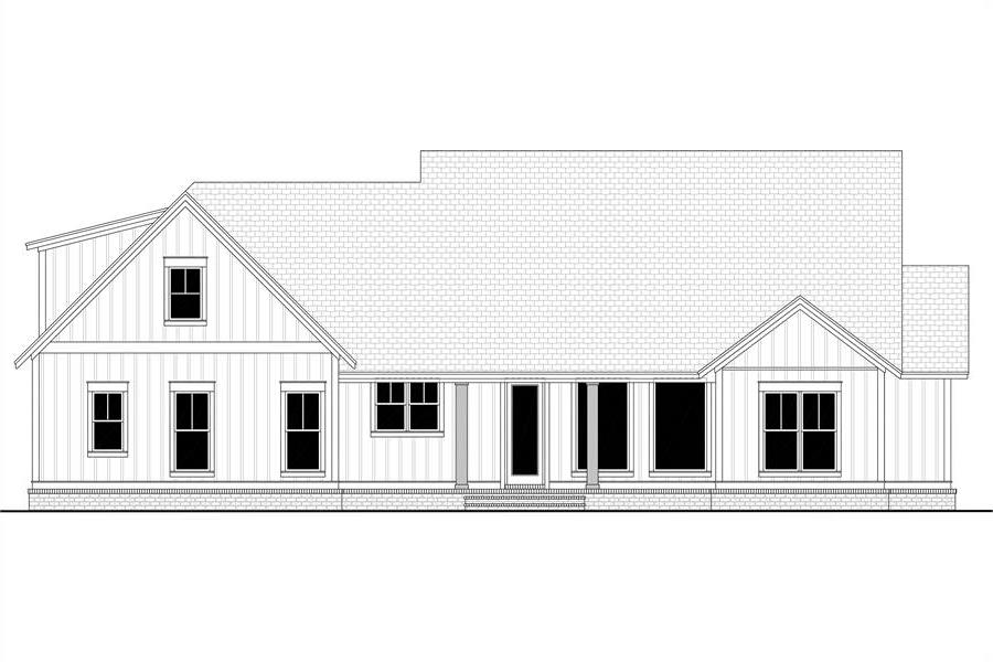 Designer's Schematic Drawing of Rear Exterior image of Chelci House Plan