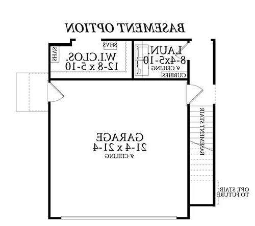 Basement Stair Location for Optional Basement Foundation image of Cloverwood House Plan