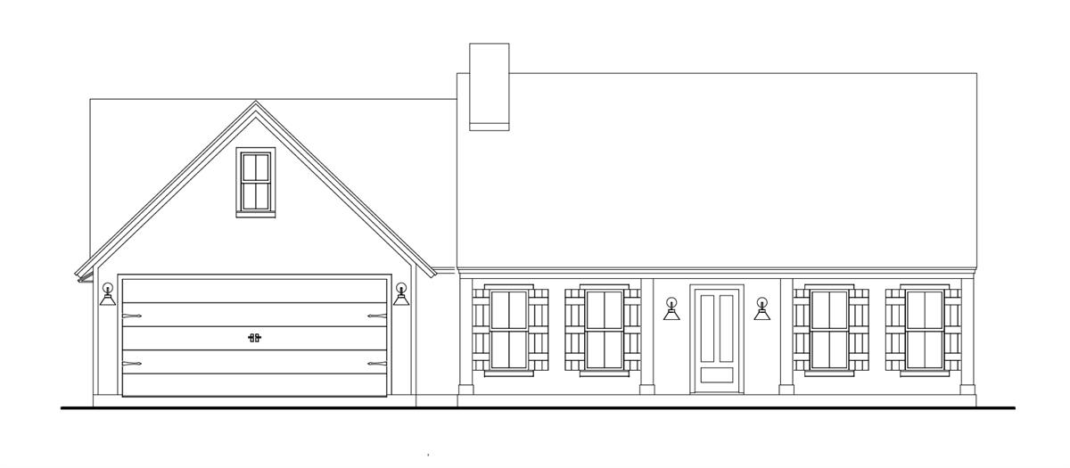 Architect's Schematic Front View Rendering image of Cloverwood House Plan