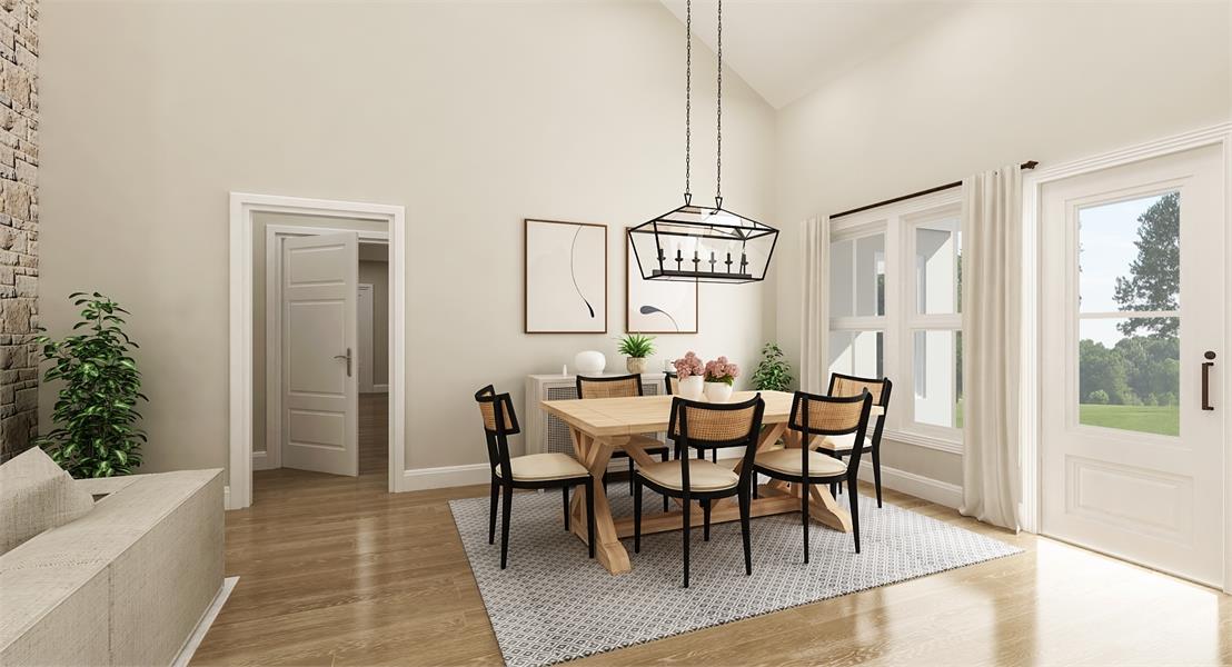 The Dining Area Offers Easy Access to Rear Patio image of Cloverwood House Plan