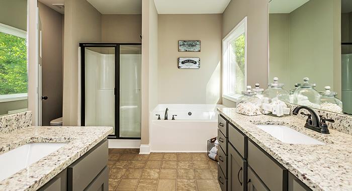 Terrific Primary Ensuite Bath with Separate Tub and Shower image of SUTHERLIN House Plan