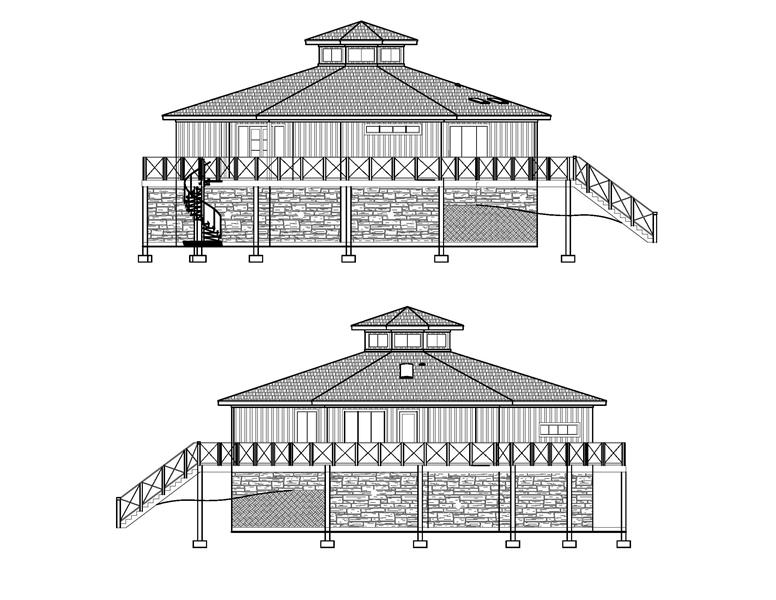 Left and Right Elevations image of Octagon House Plan