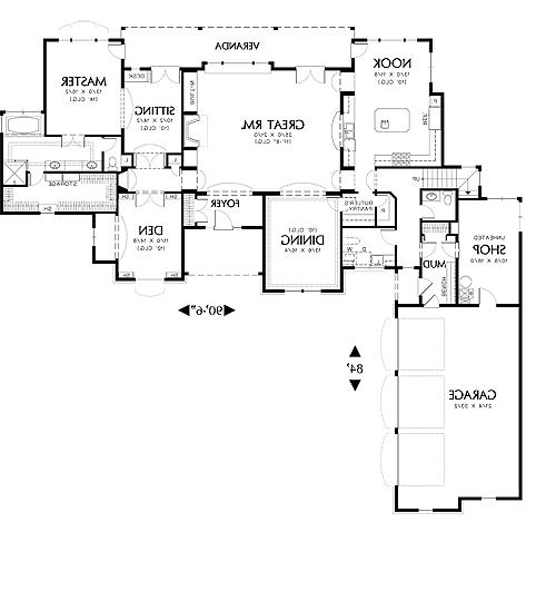 First Floor Plan image of Groveland House Plan