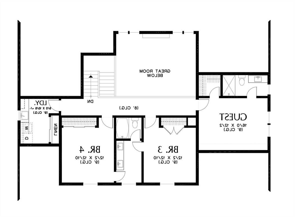 Upper Floor Plan image of Harrisville House Plan