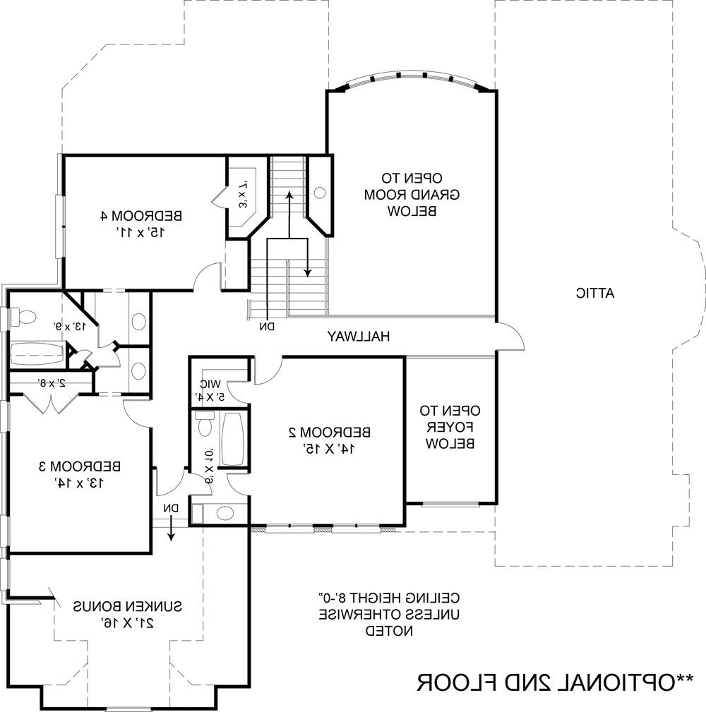 Opt. Second Floor Plan (included in set) image of Westover House Plan
