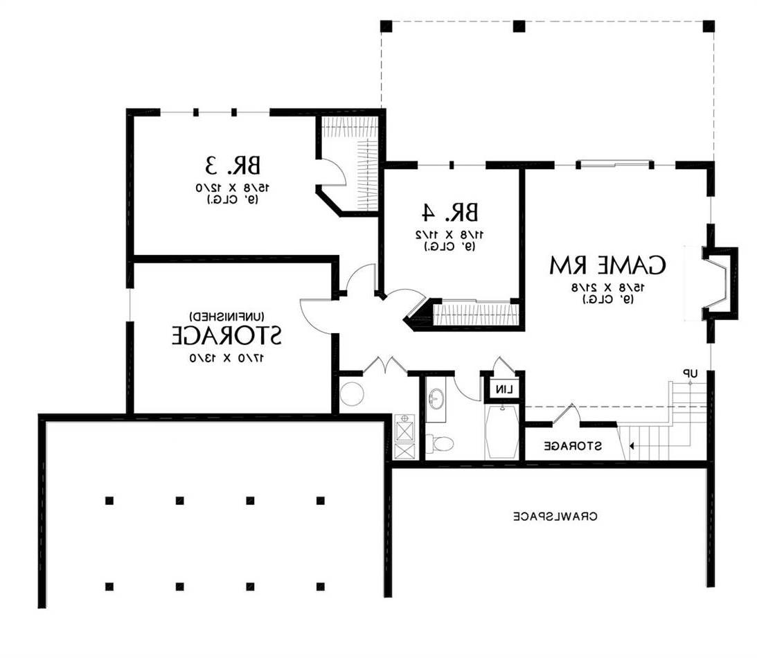 Lower Floor Plan image of Clear Creek Cottage House Plan