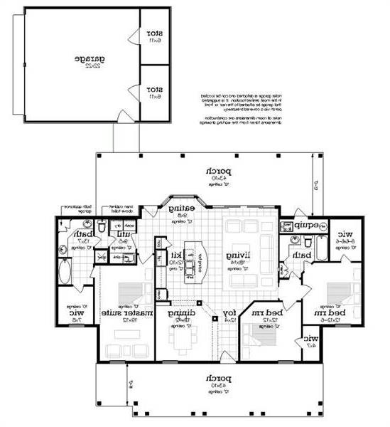 Floor Plan with optional detached garage image of Penny Lane House Plan
