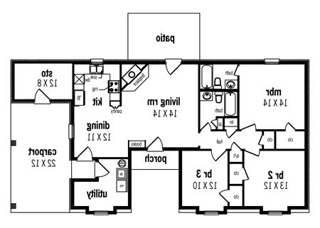 First Floor Plan image of Fountain Hill - 1202 House Plan