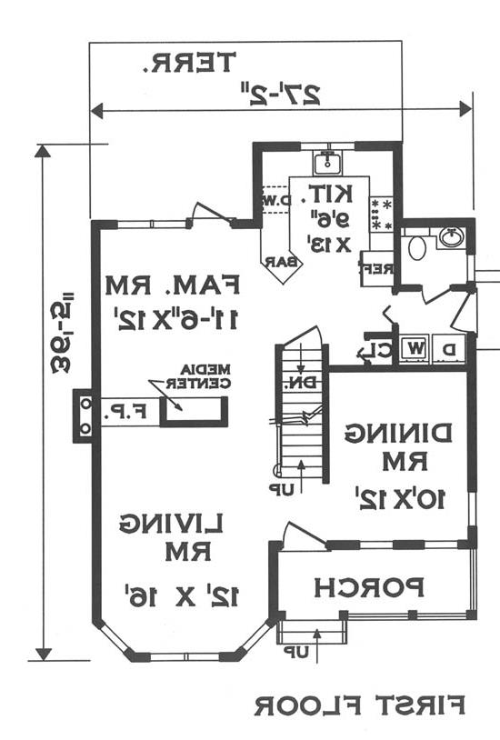 first floor image of Narrow Lot Victorian House Plan