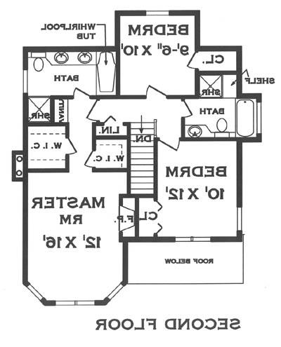 second floor image of Narrow Lot Victorian House Plan