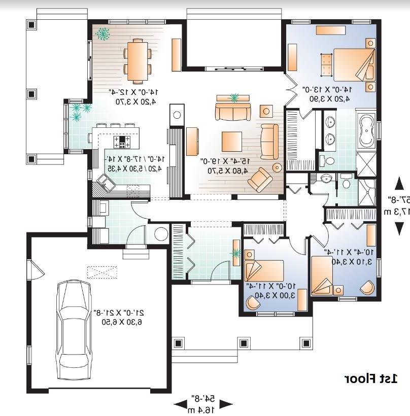1st Floor Plan image of Oakdale 2 House Plan