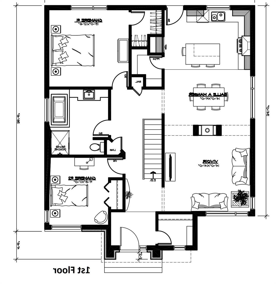1st Floor Plan image of Bernard House Plan