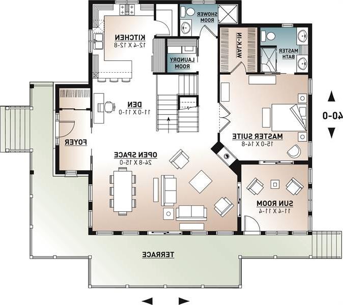 1st Floor Plan image of The Pocono 4 House Plan
