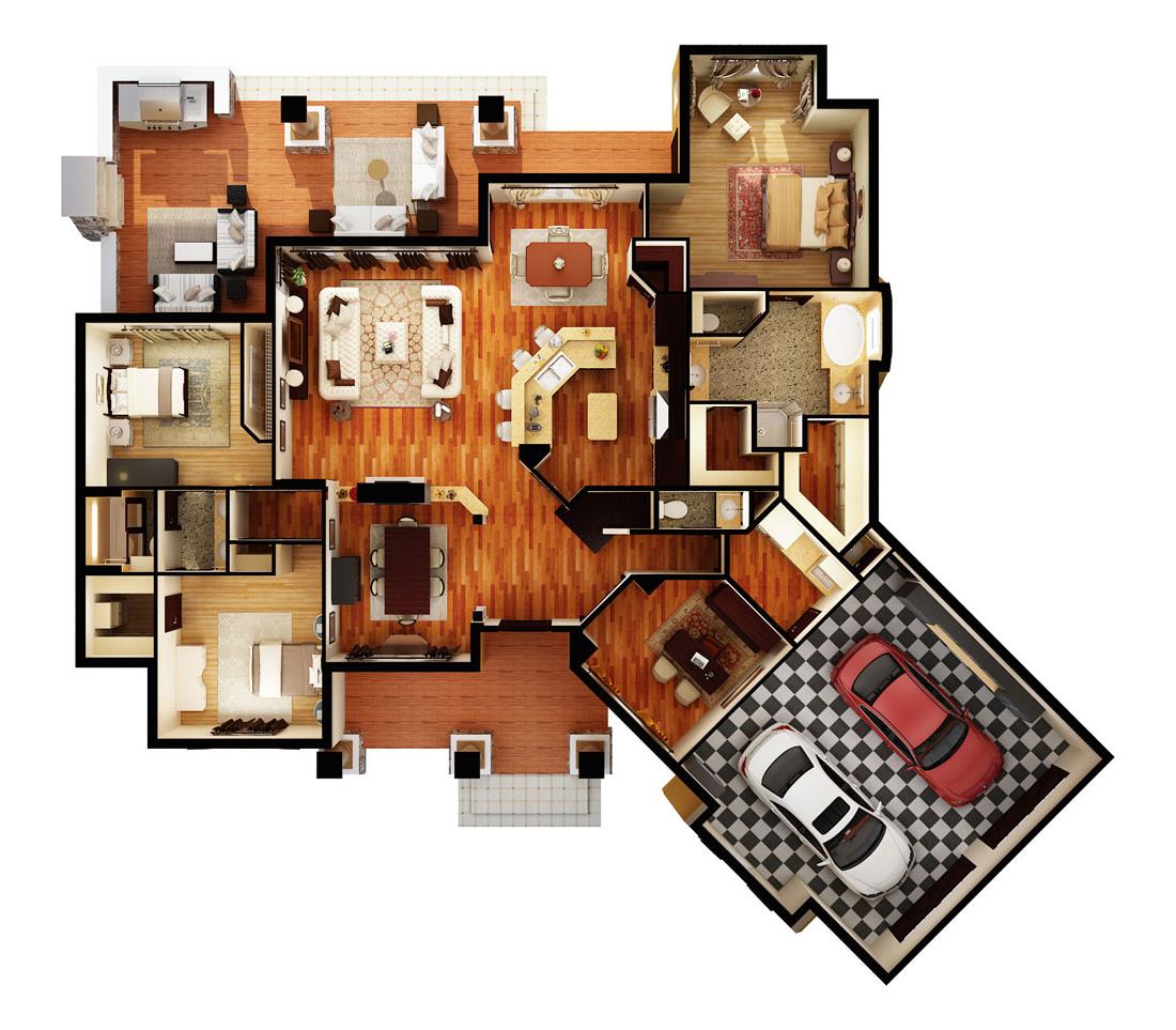 First Floor Plan (3d) image of L'Attesa di Vita House Plan