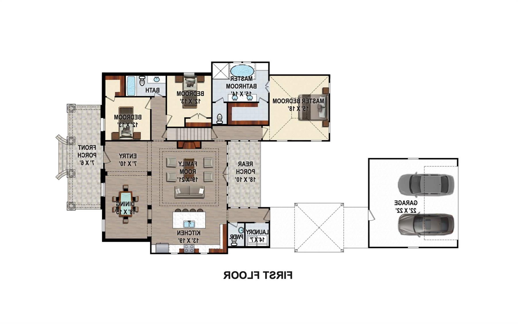 1st Floor image of Lake Drive House Plan