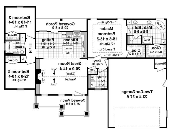 1st Level Floorplan image of The Hickory Hollow House Plan
